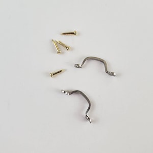 Dollhouse Miniature Window Handles or Drawer Pulls 2 Pieces 1:12 Scale Silver
