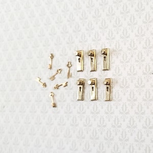 Dollhouse Half Scale Doorknobs with Keys Gold x6 1:24 Scale H1114 Houseworks