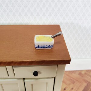 Dollhouse Butter Dish with Butter & Knife 1:12 Scale Food Kitchen Cast Resin