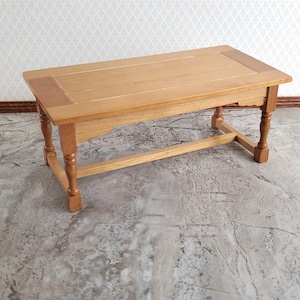 Dollhouse Large Kitchen or Prep Table Light Walnut Finish 1:12 Scale Miniature Furniture
