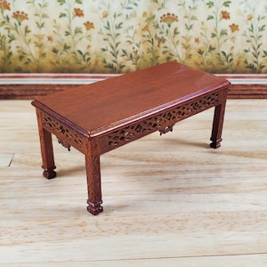 Dollhouse Coffee Table Vintage Hansson Miniatures Wood 1:12 Scale Walnut Finish