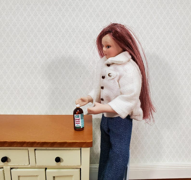 Botella de peróxido de hidrógeno para casa de muñecas, grande, estilo moderno, escala 1:12, miniatura, medicamento imagen 2