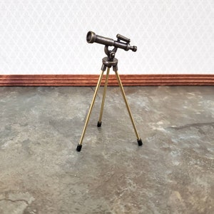 Dollhouse Miniature Telescope Tall on 3 Legs Bronze Finish Metal 1:12 Scale