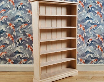 Dollhouse Tall Bookcase Shop Shelves Bookshelf 1:12 Scale Furniture Unpainted