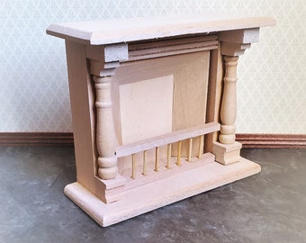 Dollhouse Miniature Fireplace Large DIY 1:12 Scale Furniture Unfinished Wood