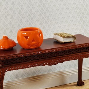 Dollhouse Pumpkin Jar for Halloween Decor Ceramic 1:12 Scale Miniature image 3