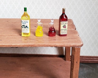 Dollhouse Miniature Oil & Vinegar Cruet Set with Bottles 1:12 Scale Kitchen Accessory