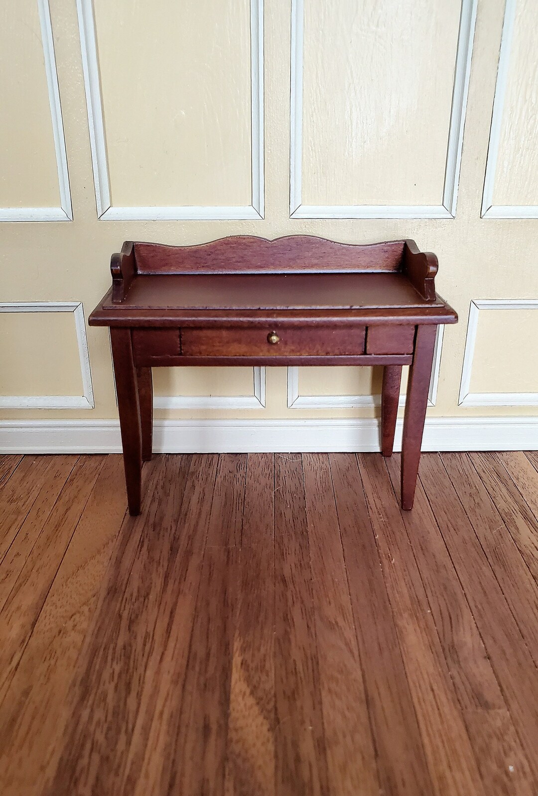 Dollhouse Miniature Writing Desk With Drawer Walnut Finish 112 Scale