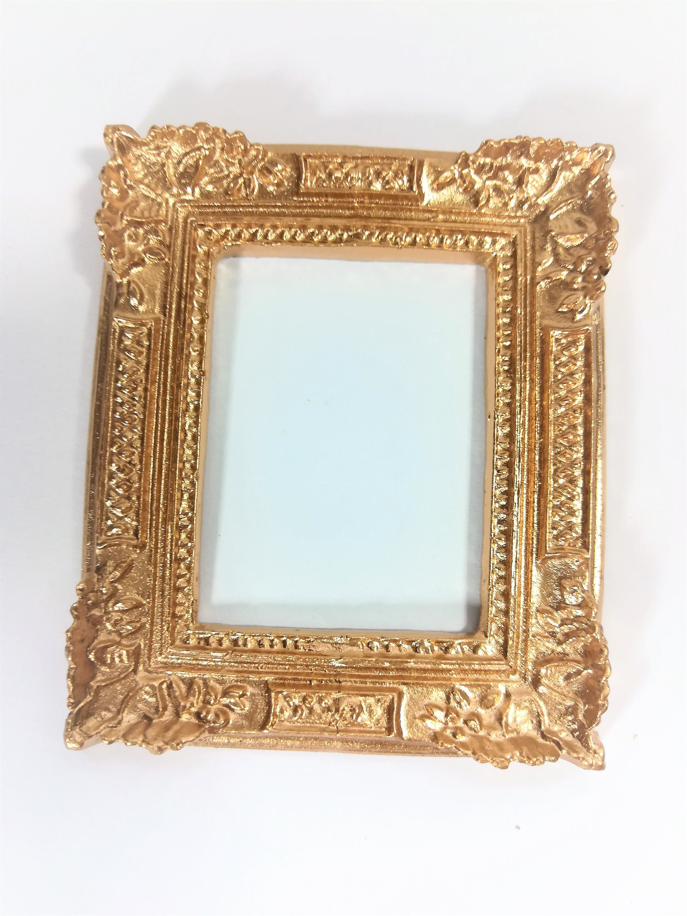 Details about / Dollhouse Miniature Colorful Floral Picture Set of 6 with Wood Gold Frames
