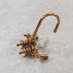 Dollhouse Faucet for Miniature Bathtubs 1:12 Scale Antique Gold Bathrooms