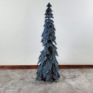 Tall Conifer Evergreen Pine Blue Spruce Tree on Base Scenery 8" Tall Miniature Model RR