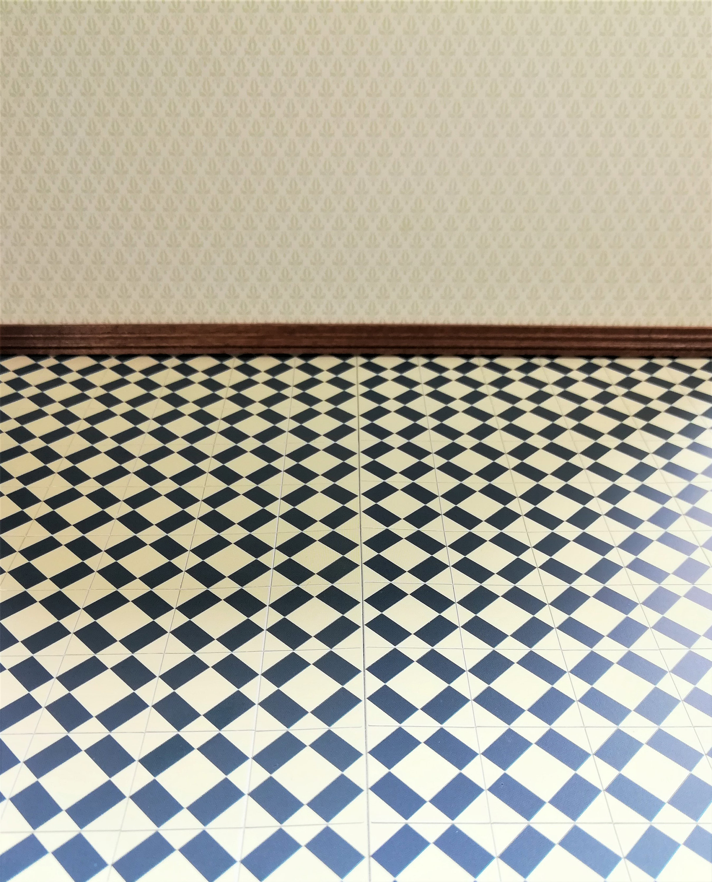 Dollhouse Miniature Blue /& Cream Tile Flooring Sheet 1:12 Scale Break Off Pieces