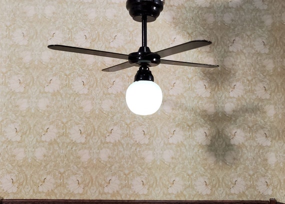 Dollhouse Ceiling Fan Light Black Led Battery 4 Blades 1 12 Dollhouse Ceiling Fan Light Black Led, Are There Battery Operated Ceiling Fans