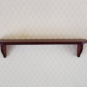 Dollhouse Miniature Wall Shelf Large Wood Mahogany Finish 1:12 Scale 4 3/8&quot;