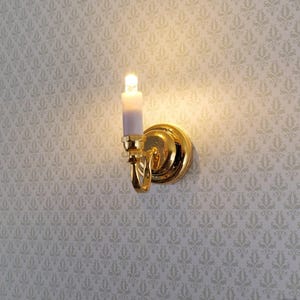Dollhouse Battery Light Single Candle Wall Sconce 1:12 Scale Miniature