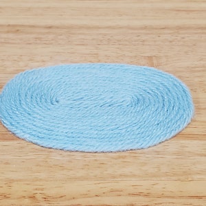 Dollhouse Oval Rug Blue Yarn Small 1:12 Scale Miniature Nursery