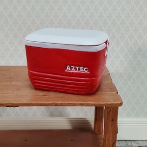 Dollhouse Red Cooler with Removable Lid Ice Chest Modern 1:12 Scale Dollhouse