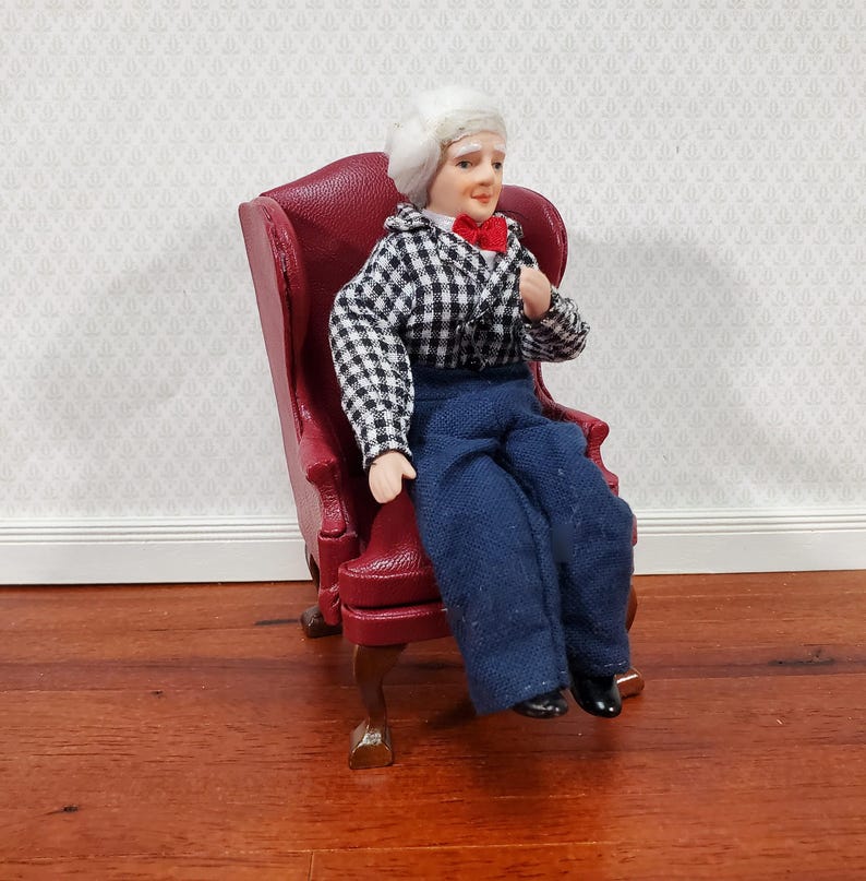 Dollhouse Grandpa Grandfather Porcelain Doll Poseable 1:12 Scale Miniature People image 2