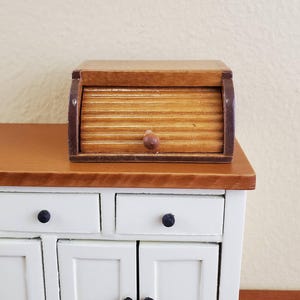 Dollhouse Miniature Bread Box with Opening Door Wood 1:12 Scale