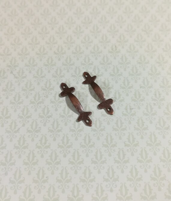 Dollhouse Miniature Drawer Pulls Or Door Handles X2 Bronze Etsy