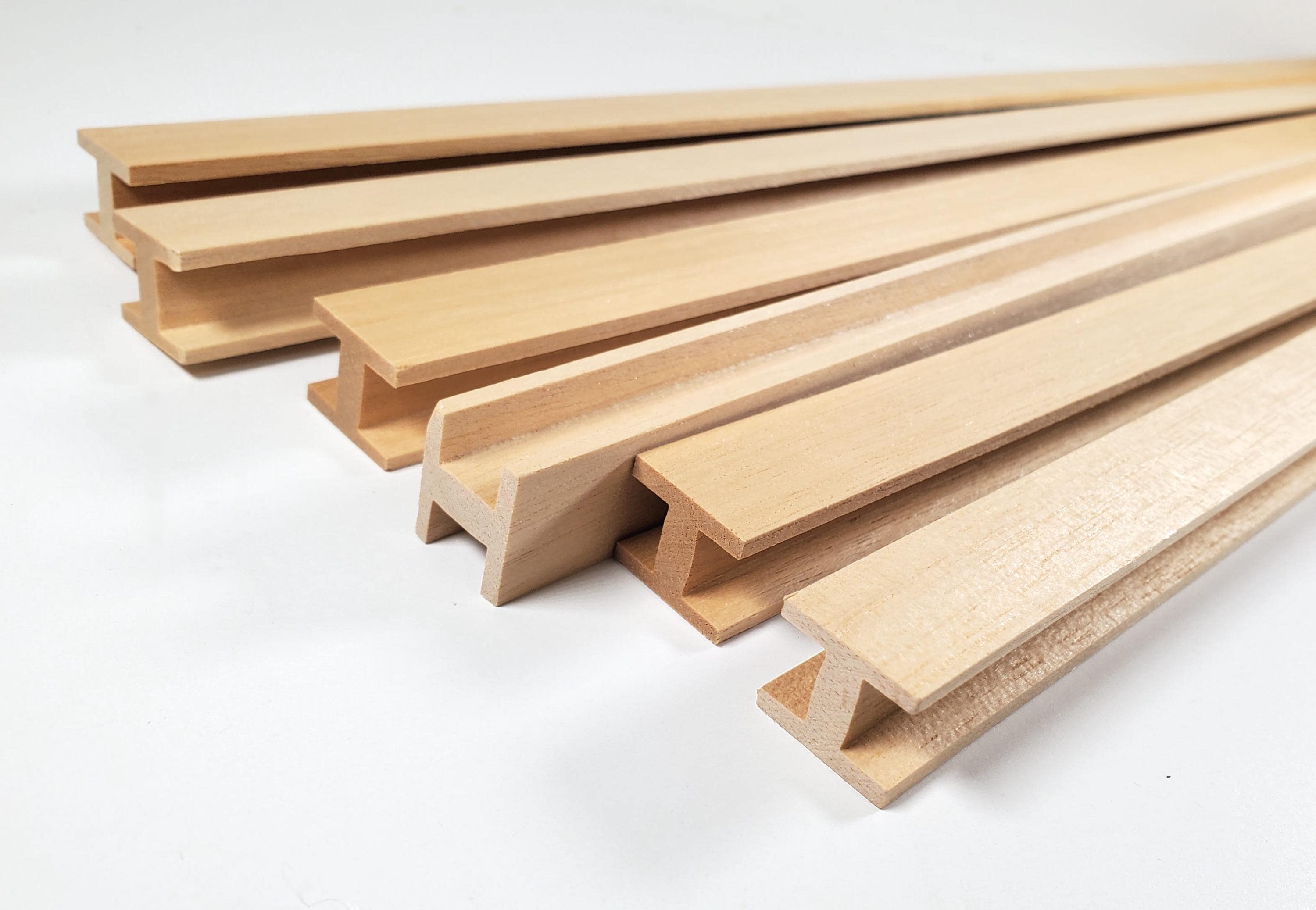 Miniature H-beams 6 Pc Wood Trim Molding 1 Cm Channel Dollhouses