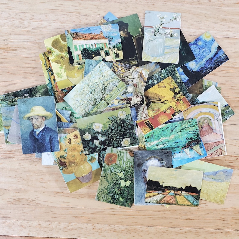 100 Mini Vincent Van Gogh Drucke auf Karton Vintage Bilder Scrapbooking Bild 2