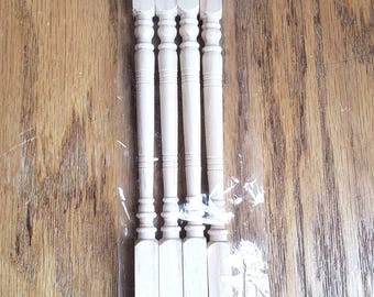 Dollhouse Miniature Veranda Porch Corner Posts 4 Pieces 1:12 Scale 12&quot; Long Wood