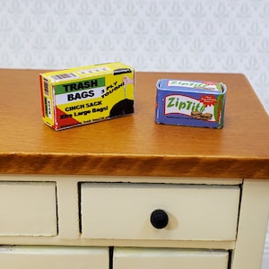 Dollhouse Trash Bags & Sandwich Baggies Boxes 1:12 Scale Miniatures Kitchen Accessories