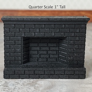 Quarter Scale Fireplace Brick 1:48 Dollhouse Miniature Black Can be Painted