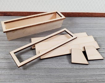 Dollhouse Window Box Planter Deluxe DIY KIT 4" Wood 1:12 Scale Miniature Flowers