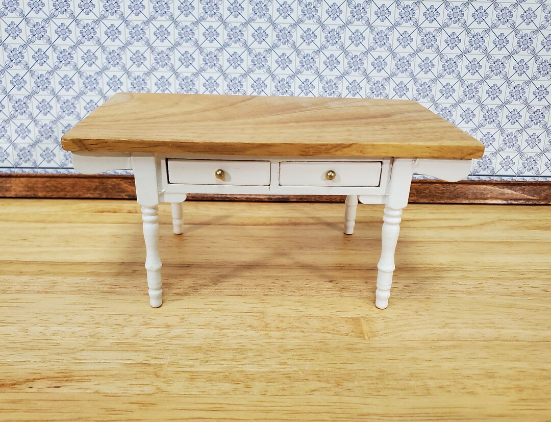 Dollhouse Kitchen Table Farmhouse Style With Drawers 112 Etsy