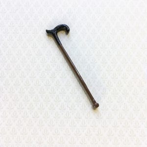 Dollhouse Miniature Walking Cane Metal Black & Brown 2 1/2&quot; 1:12 Scale