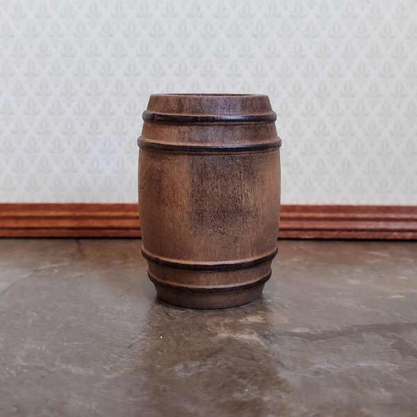 Dollhouse Miniature Barrel Small Distress Painted Wood 1:12 Scale Wooden Keg