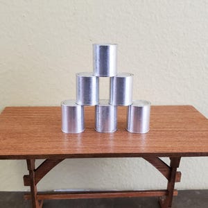 Miniature Metal Cans Set of 6 with Removable Lid Grocery Store Paint Cans Dollhouse