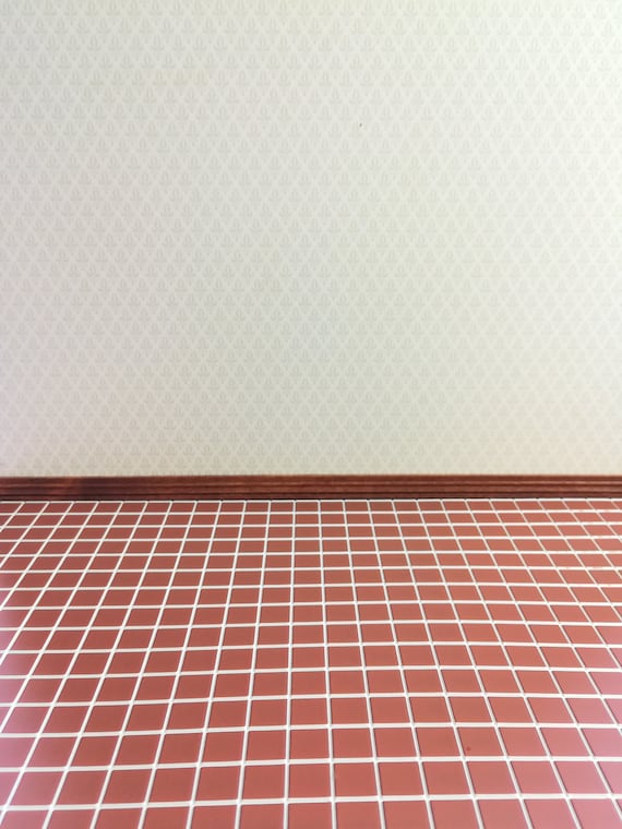 Dollhouse Miniature Terra Cotta Tile Square Embossed Card 1:12 Scale Flooring