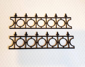 Dollhouse Miniature Fence Railing Widow's Walk x2 Black Victorian Garden 1:12 Scale