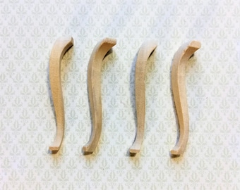 Dollhouse Miniature Wood Cabriole Legs for Table or Furniture x4 1:12 Scale
