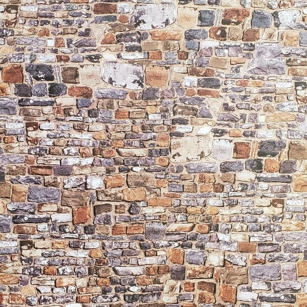 Dollhouse Miniature Old Stone Wall Weathered Aged Embossed Card 1:12 Scale Wallpaper