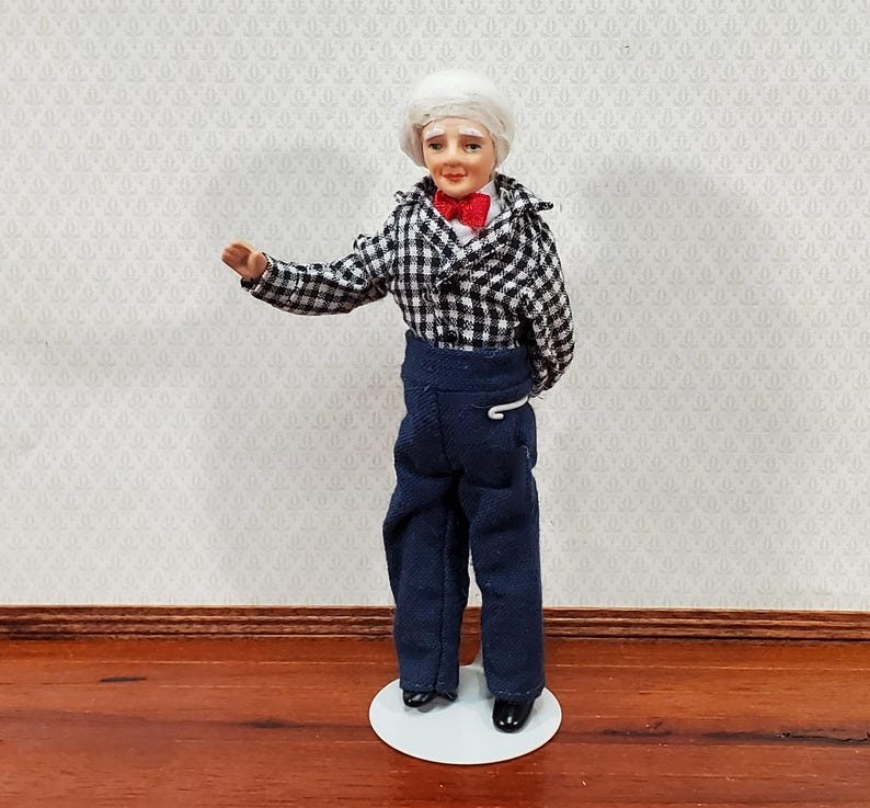 Dollhouse Grandpa Grandfather Porcelain Doll Poseable 1:12 Scale Miniature People image 3