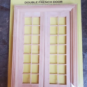 Dollhouse Miniature Double French Doors with Windows 1:12 Scale Interior Exterior