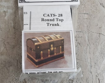 Dollhouse Miniature Trunk Kit Round Top Antique Style 1:12 Scale Furniture