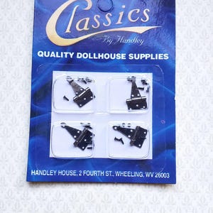 Dollhouse Miniature T Hinges Working x4 Pewter 1:12 Scale Includes Nails