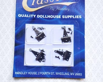 Dollhouse Miniature T Hinges Working x4 Pewter 1:12 Scale Includes Nails