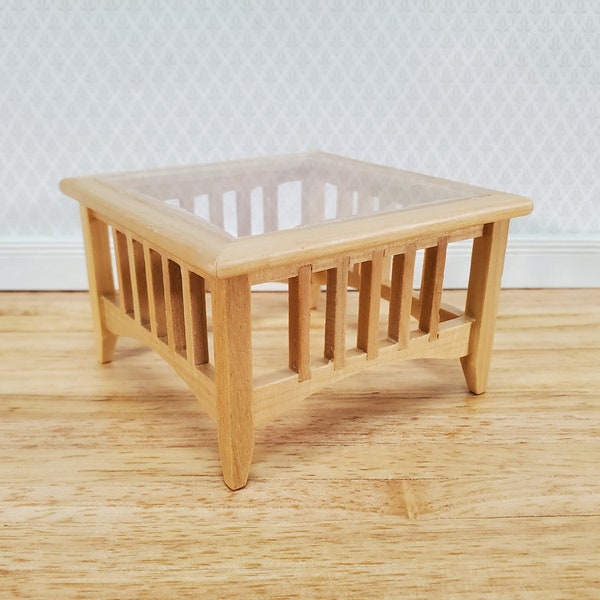Dollhouse Modern Coffee Table Square Light Oak Finish 1:12 Scale Miniature Furniture