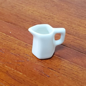Dollhouse White Pitcher with Handle Ceramic 1:12 Scale Miniature Kitchen Dishes