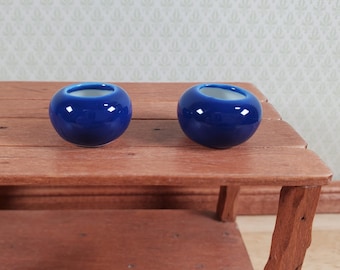 Dollhouse Ceramic Vase or Planter Small Deep Blue Round 1:12 Scale Miniature