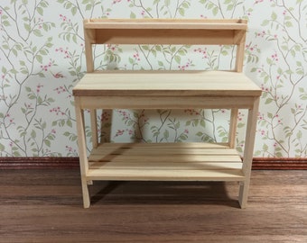 Dollhouse Gardening Workbench Table Unpainted Wood 1:12 Scale Miniature Furniture