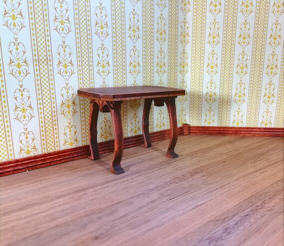Dollhouse Miniature Side Table Art Nouveau Whimsical Style 1:12 Scale Handmade