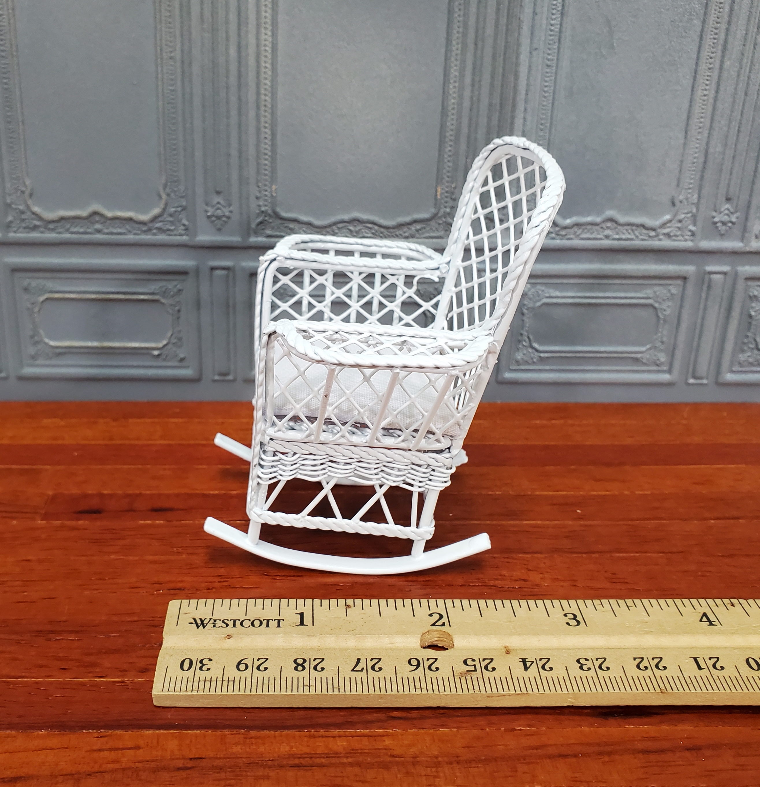 Dollhouse Rocking Chair for Patio White Metal 112 Scale Etsy