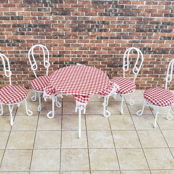 Dollhouse Miniature Ice Cream Parlor Patio Set Table 2 Chairs 1:12 Scale Fairy Garden Bistro